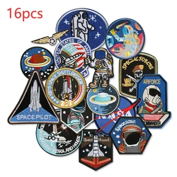 16 Pcs Patches For Clothing Kids Boys Space Iron On Embroidered Jackets Sewing Backpack Fabric Lot Stickers Pack Diy Thermal Hat