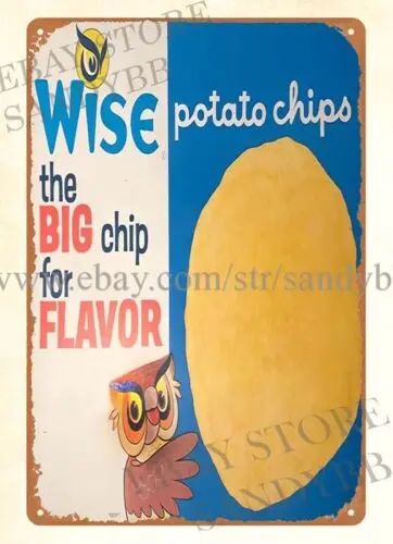 Wise Potato Chips Eule Big Chip Flavor Metallblechschild ohne Rahmen Kunst