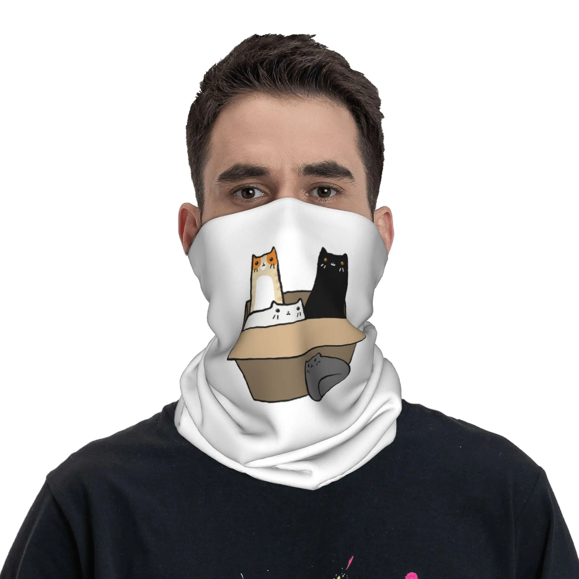 

Многофункциональный шарф-балаклава с принтом «Кошки в коробке» для активного отдыха, унисекс, для взрослых, зимний