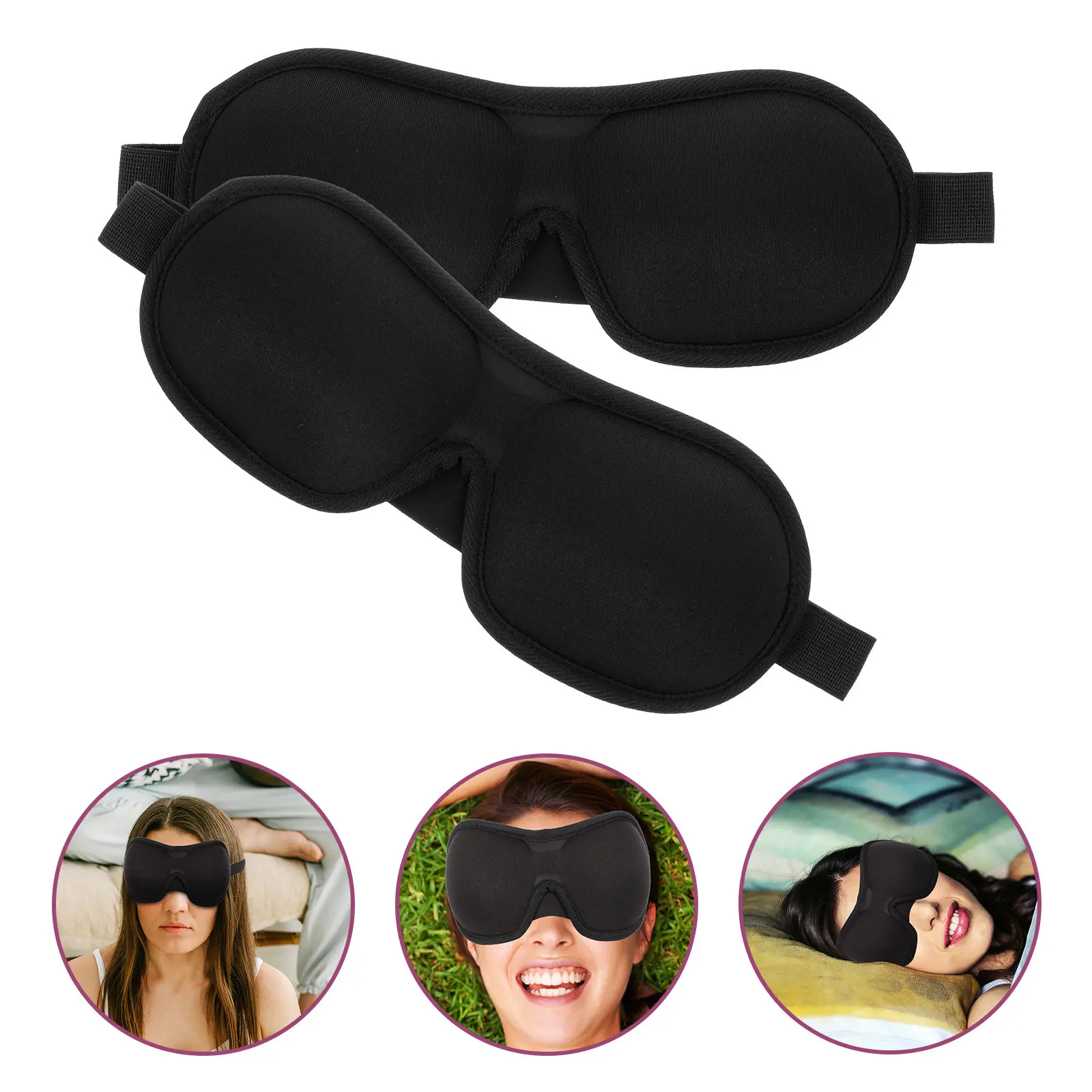 

2Pcs Premium Eye Cover Breathable Polyester Light Out Blindfold for Students Travel Office Outdoor Camping