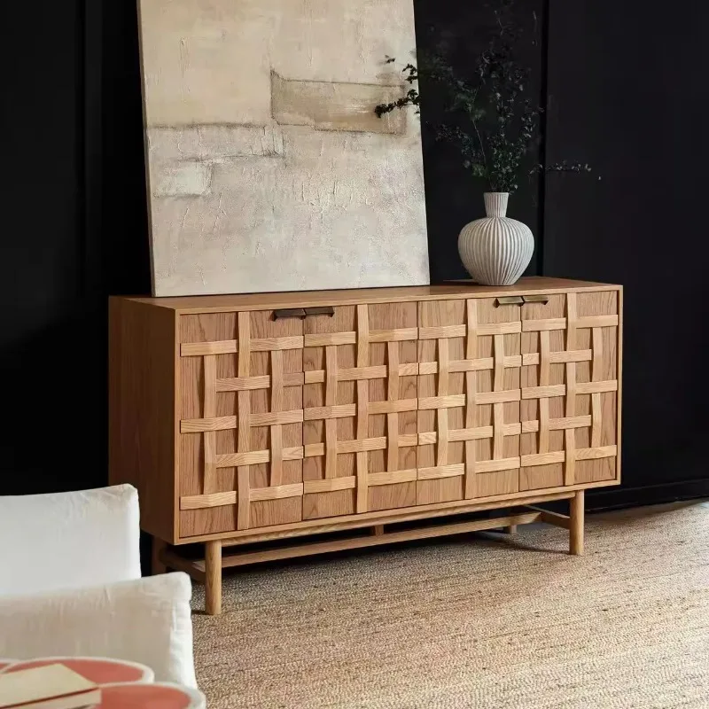 

French Cream Modern Eco-Friendly, Durable Living Room Bedroom Locker Knot Wood Grain Sideboard