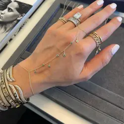 2024 New Arrived Fashion Women Lady Jewelry Gold Color Colorful Geometric Bezel CZ Tassel Chain Hand Bracelet