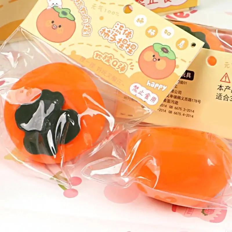 Fruit réaliste Persimmon Stress Stress Ball Sensory Democompressing Toy avec lent jouet sûr en hausse pour les enfants Adulte