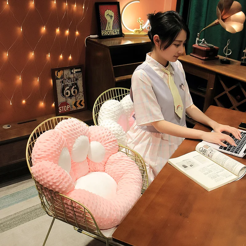 70/80cm Bear Paw Plush Seat Cushion Indoor Floor Soft Stuffed Sofa Colorful Animal Decor Pillow Children Grownups Appease Gift