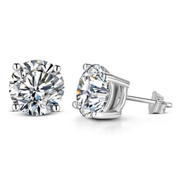 2 Carat 8.0mm D Color Moissanite Stud Earrings For Women Top Quality 100% 925 Sterling Silver Sparkling Wedding Jewelry