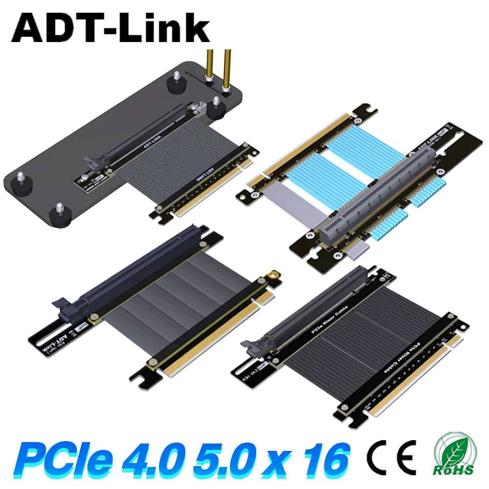 

PCIE 3.0 4.0 5.0 X16 Fold 90 Degree Graphics Card Extension Riser Cable PCI-E for RTX3090 RTX4090 RX6800xt RX6900xt ATX Chassis