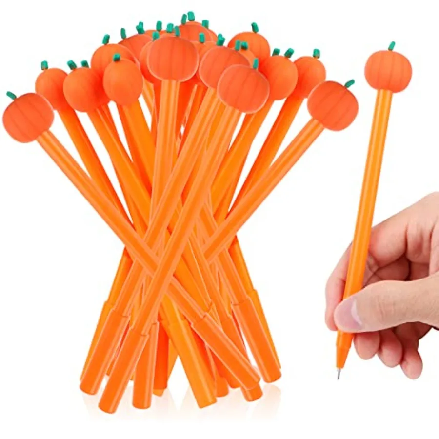 

33Piece Halloween Gel Ink Pen Set Orange Pumpkin Pens with Black Ink Cute Pumpkin Head Design Perfect for Halloween Party Favo