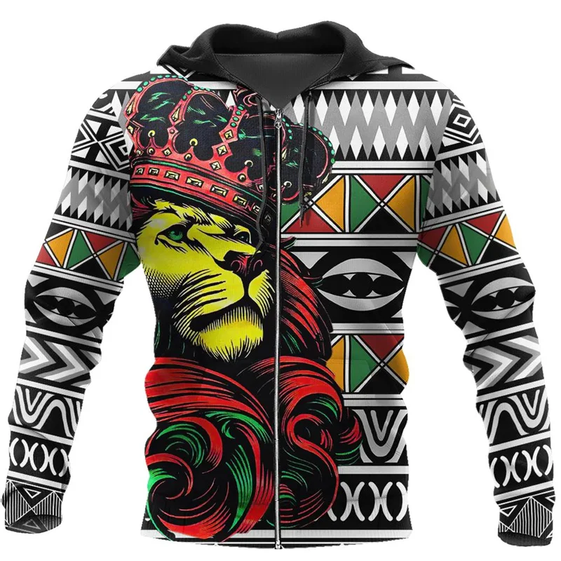 African American Personalized African Lion Power Hooded 3D Printed Hoodies Mens Womens Fashion Oversize Sweatshirts Pullover Top