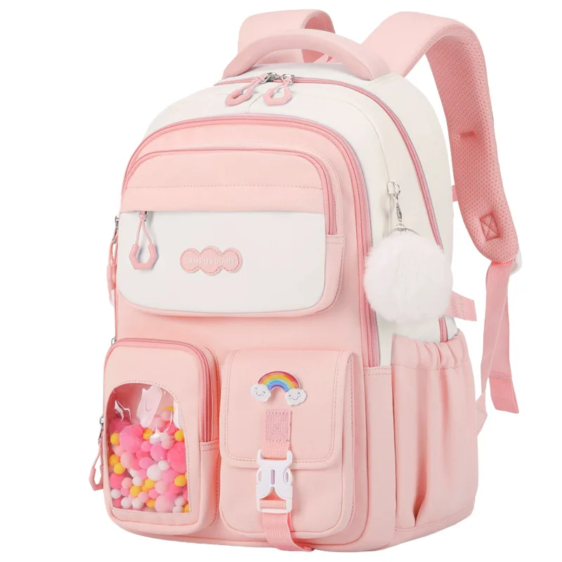 Middle School Students Schoolbag Teen Girls Cute Backpack Large Capacity Lightweight Book Bag Waterproof Oxford School Satchels
