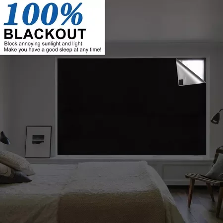 100% Blackout Window Cover Darkest Light Block Black Privacy Film Anti Look House Home Tint Glass Cloth Portable Curtain Bedroom