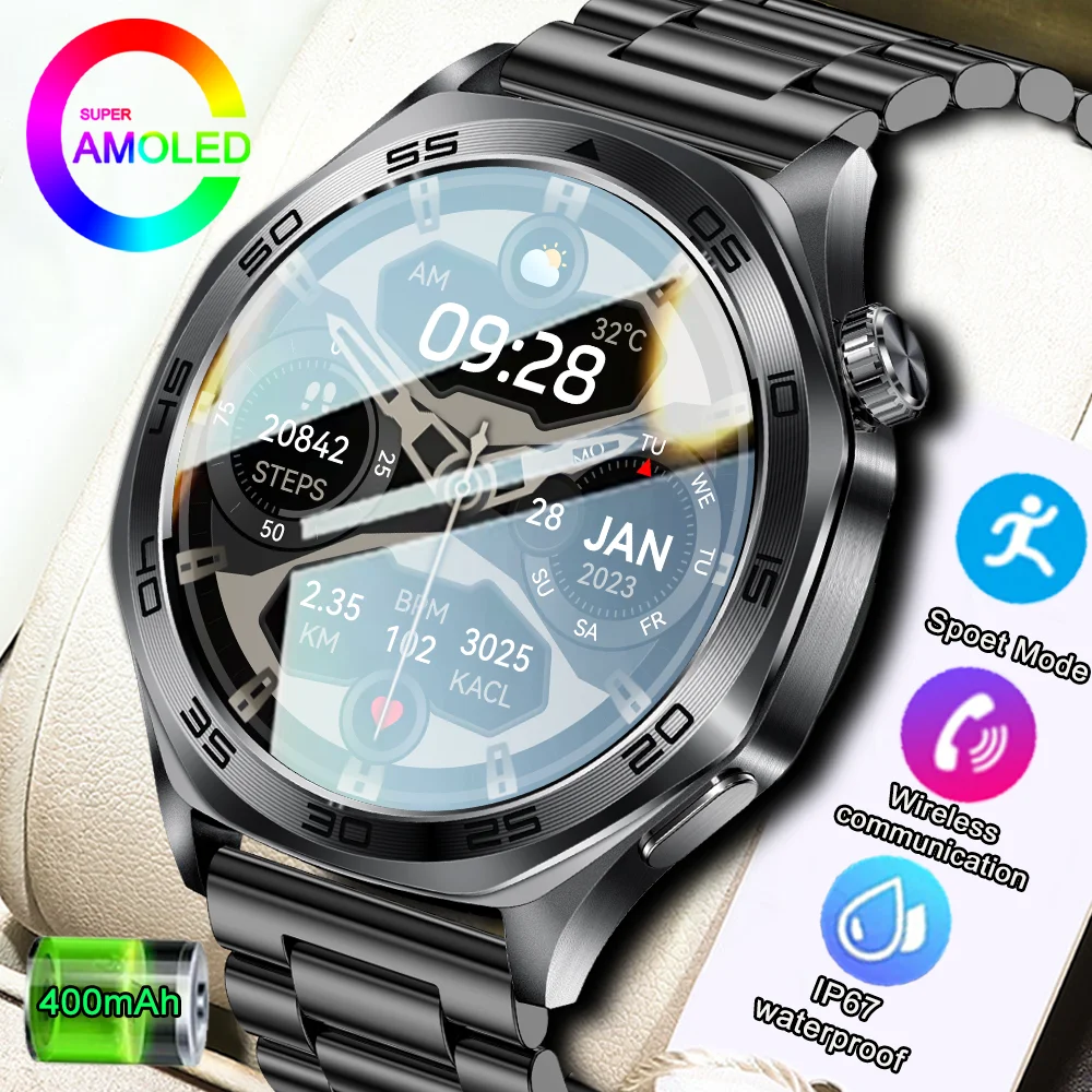 

Новинка от DAORKOW 2025 GPS NFC Смарт-часы Мужчины 360*360 AMOLED Экран Сердечный ритм Bluetooth Вызов IP68 Водонепроницаемые мужские умные часы