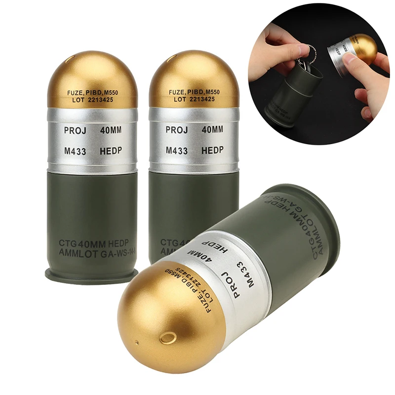 1pc/2pcs/3pcs M433 HEDP 40mm Cartridge Dummy Grenade Model Fan Collection Toy Gift Mini Storage Case Airsoft Display Decoration