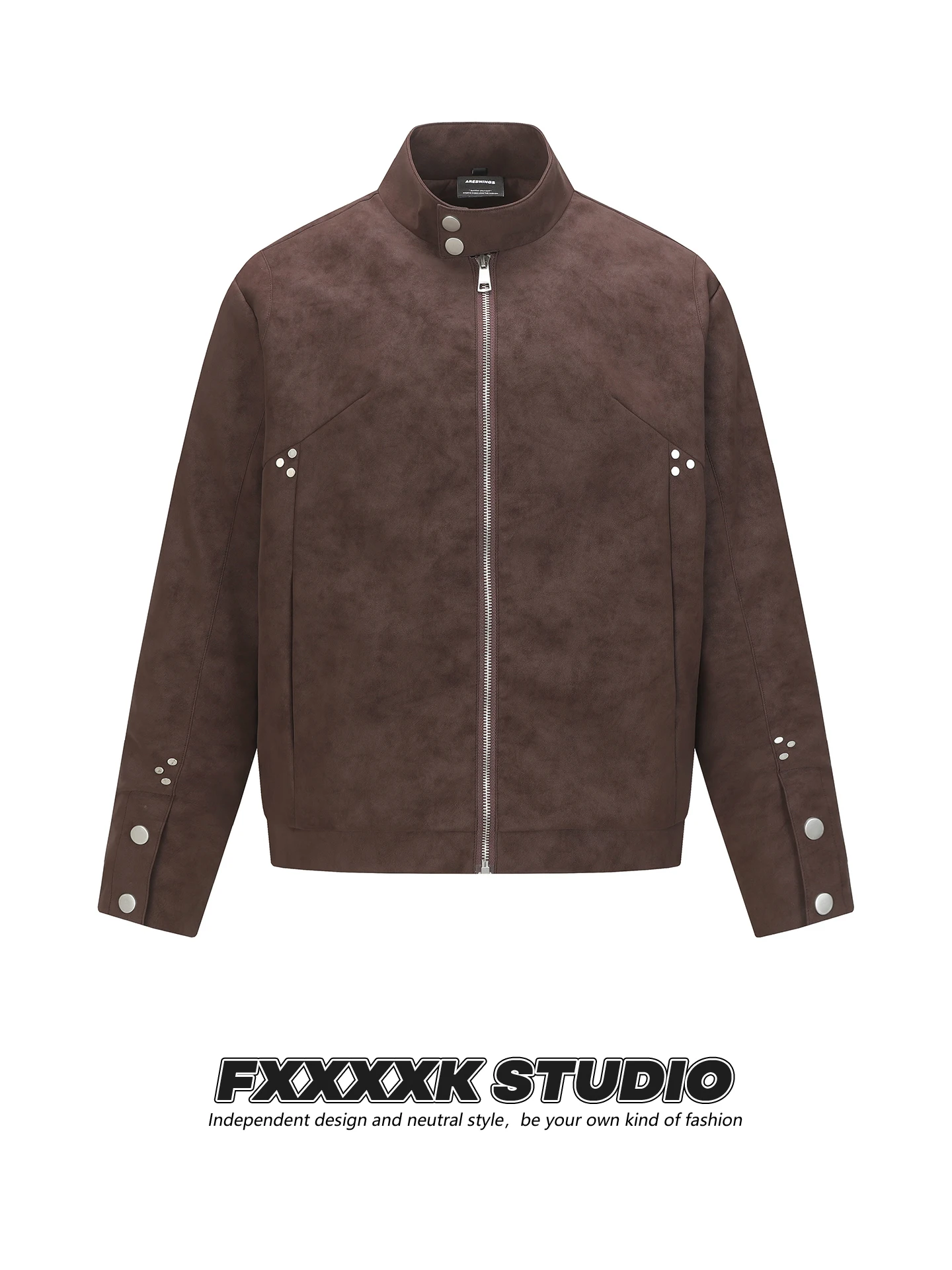 

Cleanfit Vintage American Sle Jaet Men's Patchwork Rivet Design Deconstructed Outerwear Stand Fit Youth Casual Coat