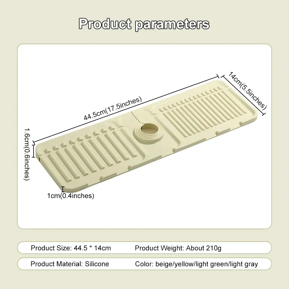 2024 New Faucet Mat for Kitchen Sink Splash Guard Silicone Draining Mat Fast Drying Stone Sink Tray for Countertop Drain Rack view 4