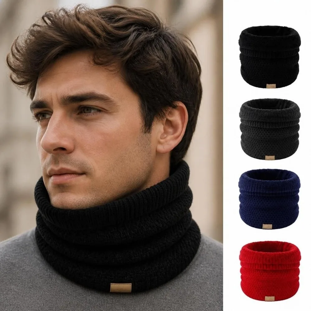 Comfortable Lined Neck Gaiter Thermal Warm Thick Knit Circle Scarf Stretchy Windproof Knitted Snood For Men Women