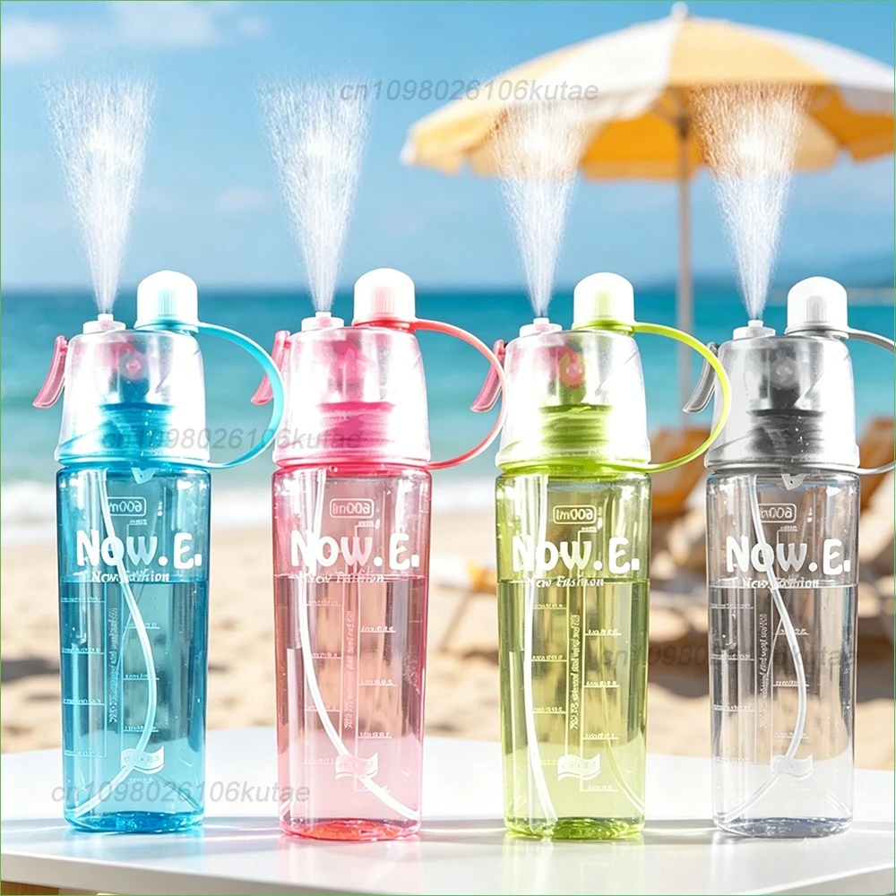 Tea Bottle Large 600ML Design For Sport Safety PC Plastic Water Cup Girls School Gift Use Cooling Spray Outdoor