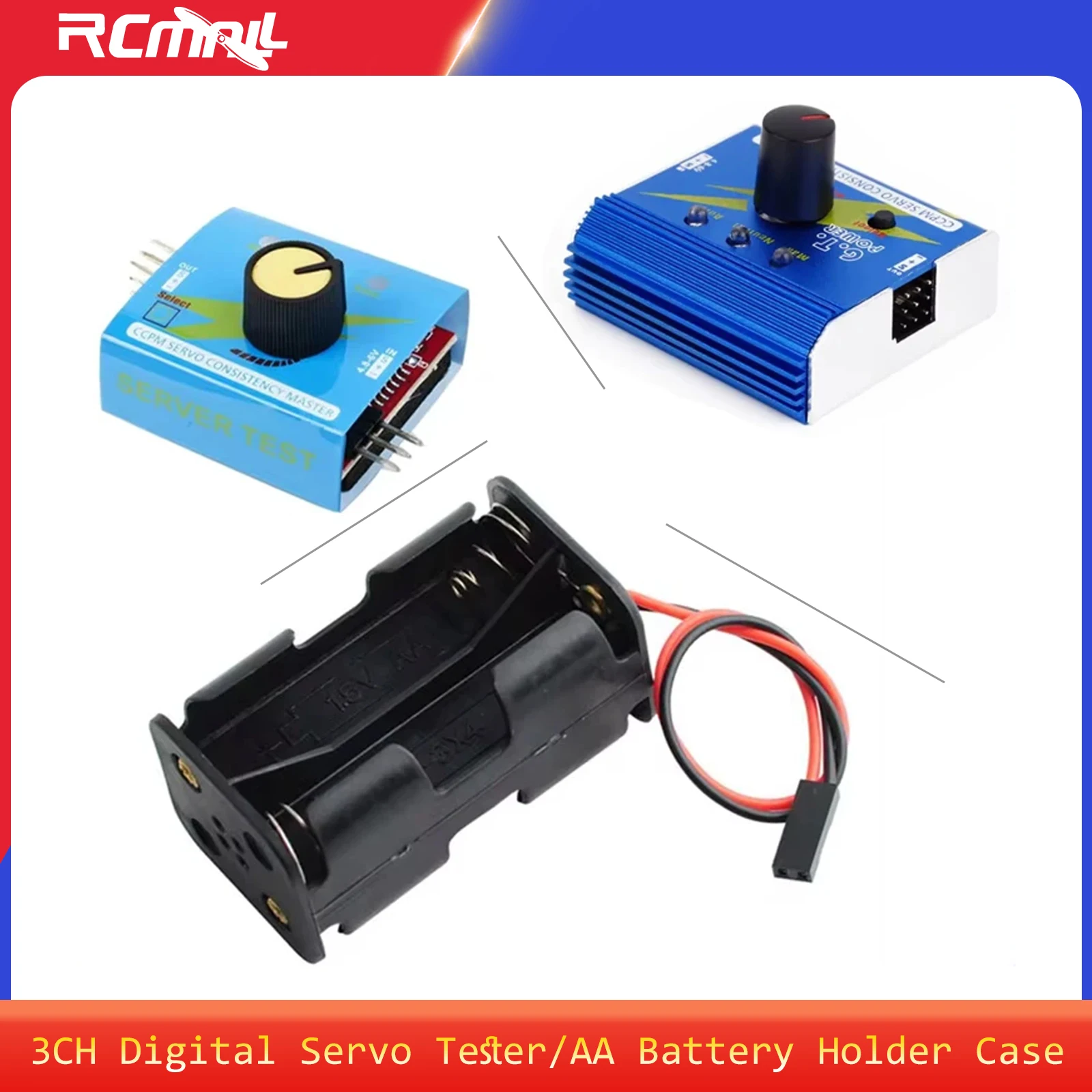 3CH Digital Servo Tester ESC Speed Controller Checker CCPM Consistency Master 4 Cell AA Battery Holder Case for RC Cars Servos