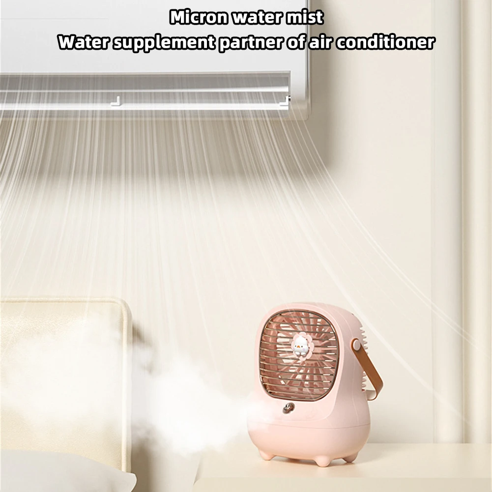 Ventilador inalámbrico de escritorio con pulverizador, ventilador de mesa recargable con batería de larga duración, para sala de estar y oficina