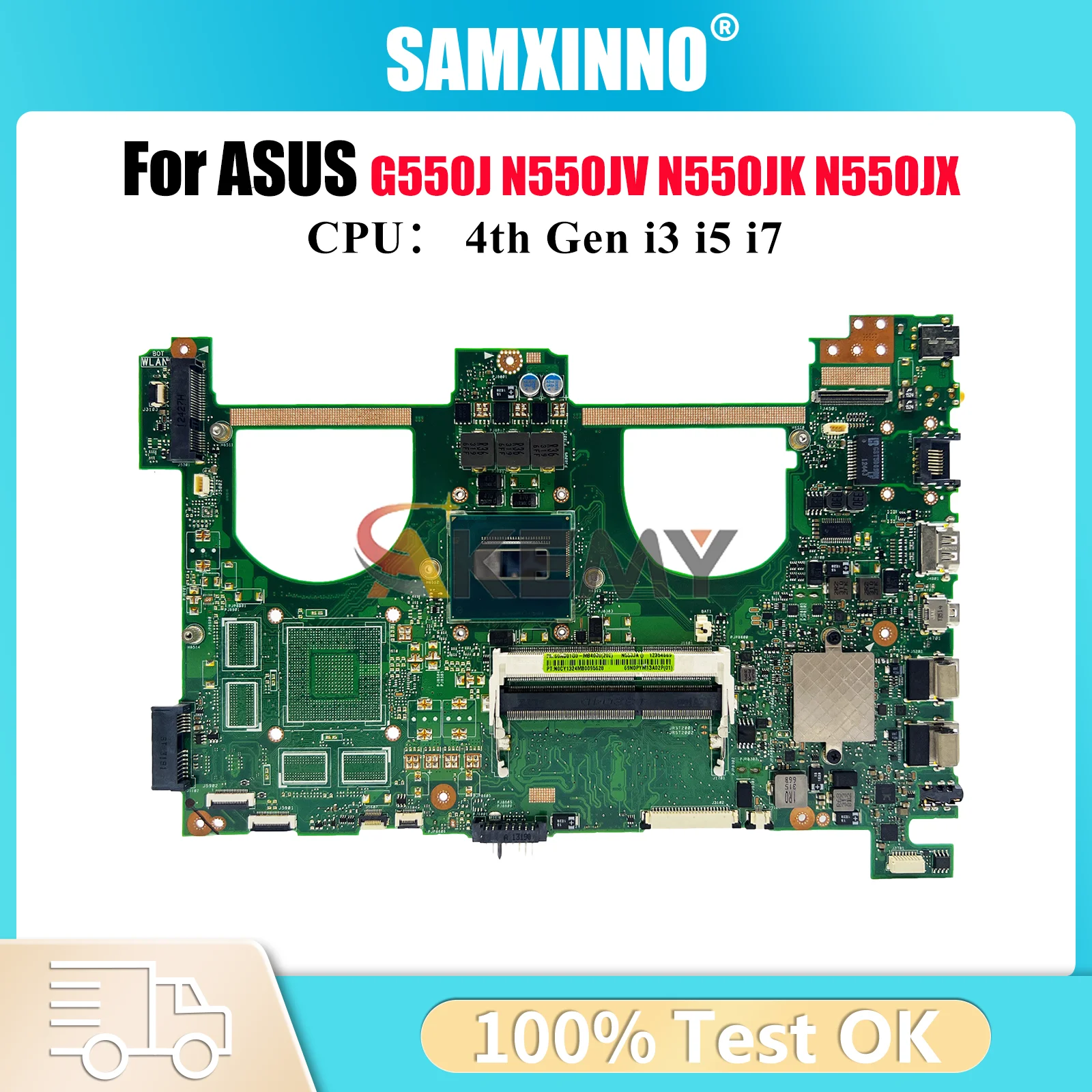 

N550JA Laptop Motherboard For ASUS ROG G550J N550J N550JX N550JV N550JK Notebook Mainboard With i3 i5 i7 CPU 100% tests OK stk