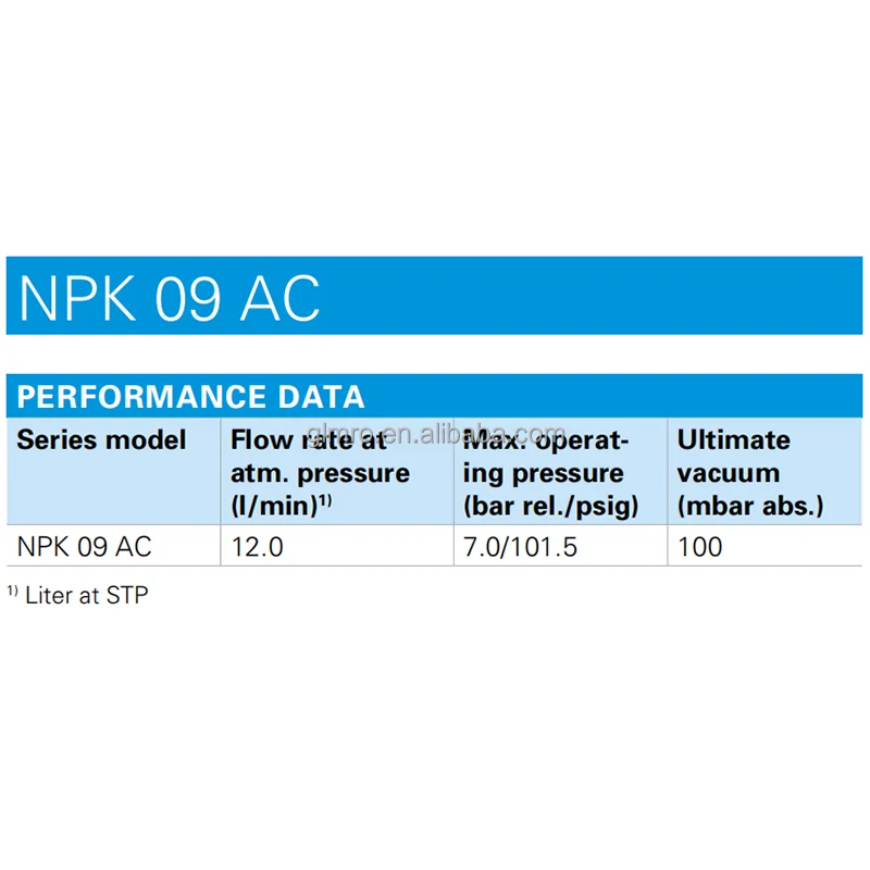KNF スイングピストン真空ポンプおよびコンプレッサー NPK 09 AC NPK 09 DC
