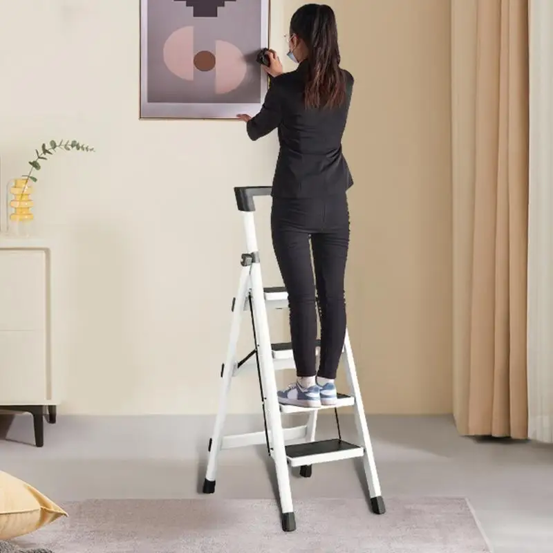 

Kitchen Step Ladder 4 Step Strong Load-Bearing Safety Stepladder Folding Step Stool Step Ladder Non-Slip Step Stool For Home