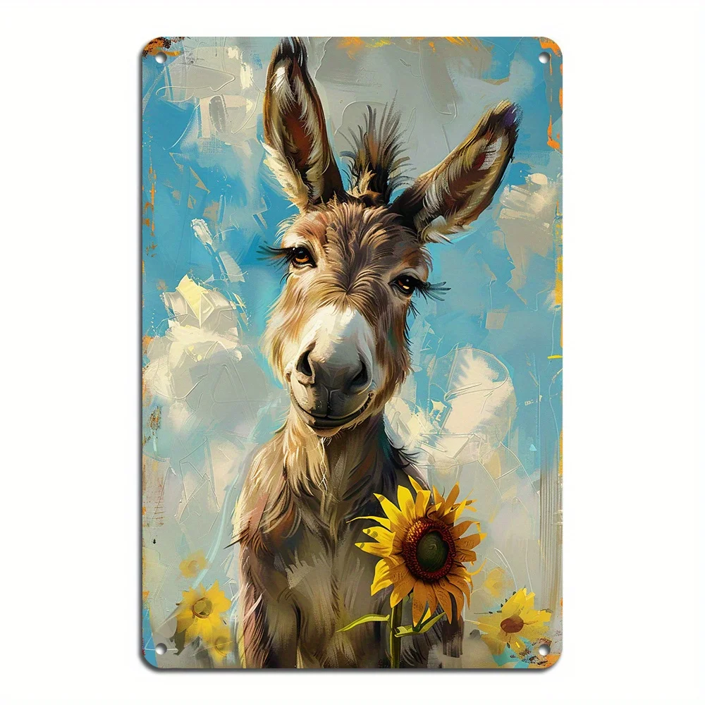 Donkeys And Sunflowers Sign Wall Sign Vintage Plaque Decor, Wall Art Decor, Durable Wall Hanging Plaque, Indoor/Outdoor Decor