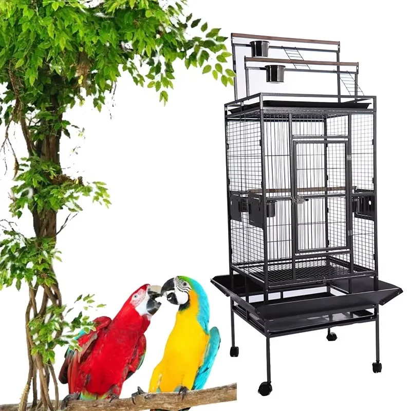 68 inches luxury big space black metal iron canary budgie pet bird cage