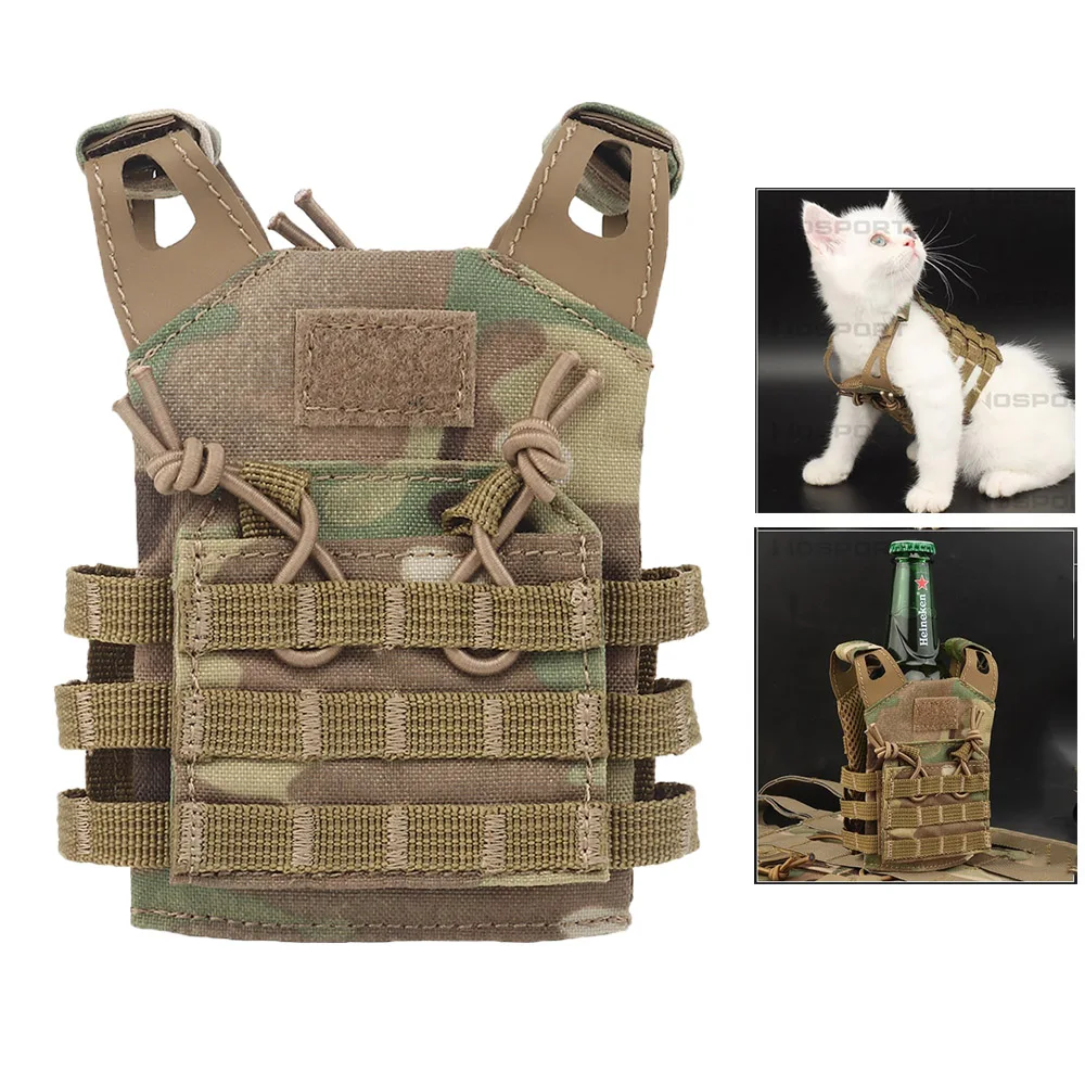 

Tactical Beer Bottle Vest Mini JPC Molle Plate Carrier Vest Model Desktop Car Ornaments Pet Cat Vest Militar Fan Creative Gifts