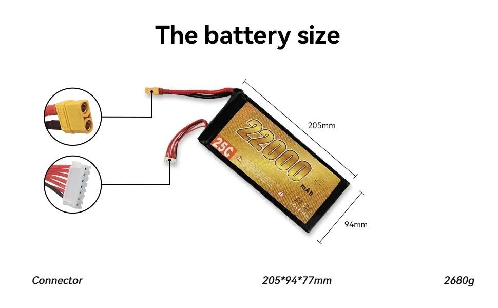 Batterie Li-polymère Vigor Power Factory 6S 22.2V 22000mAh 25C pour l'agriculture