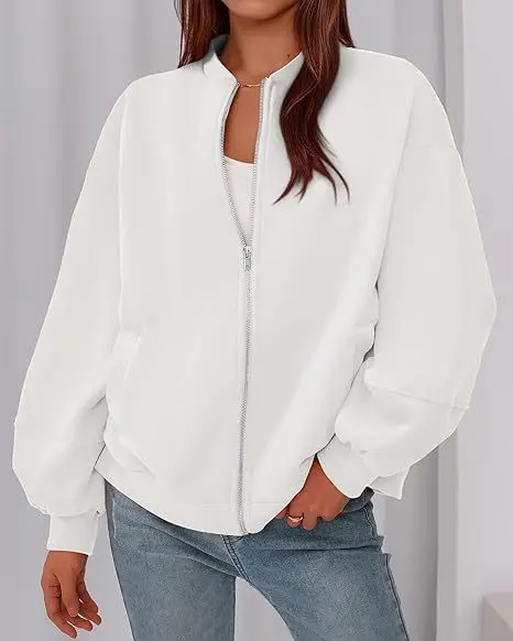 Autumn Winter Women Gray Jacket With Hood Long Sleeve Big Pocket Zipper Jacket Coat Woman Loose Casual Outerwear Coat Tops