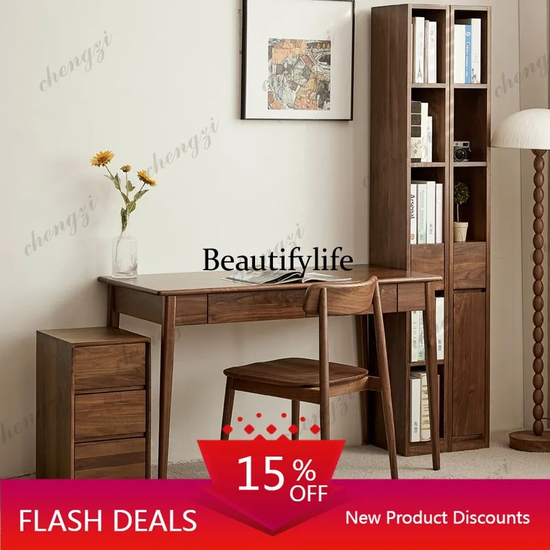 D80 North American black walnut desk simple modern study table household solid wood painting and calligraphy table