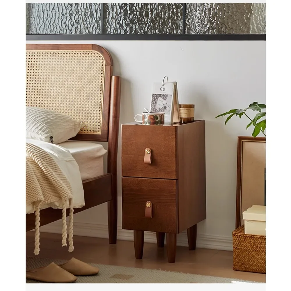 Solid Wood Super Narrow Bedside Simple Modern Household Bedroom Mini Small Locker Small Apartment Bedside Sandwich Cabinet