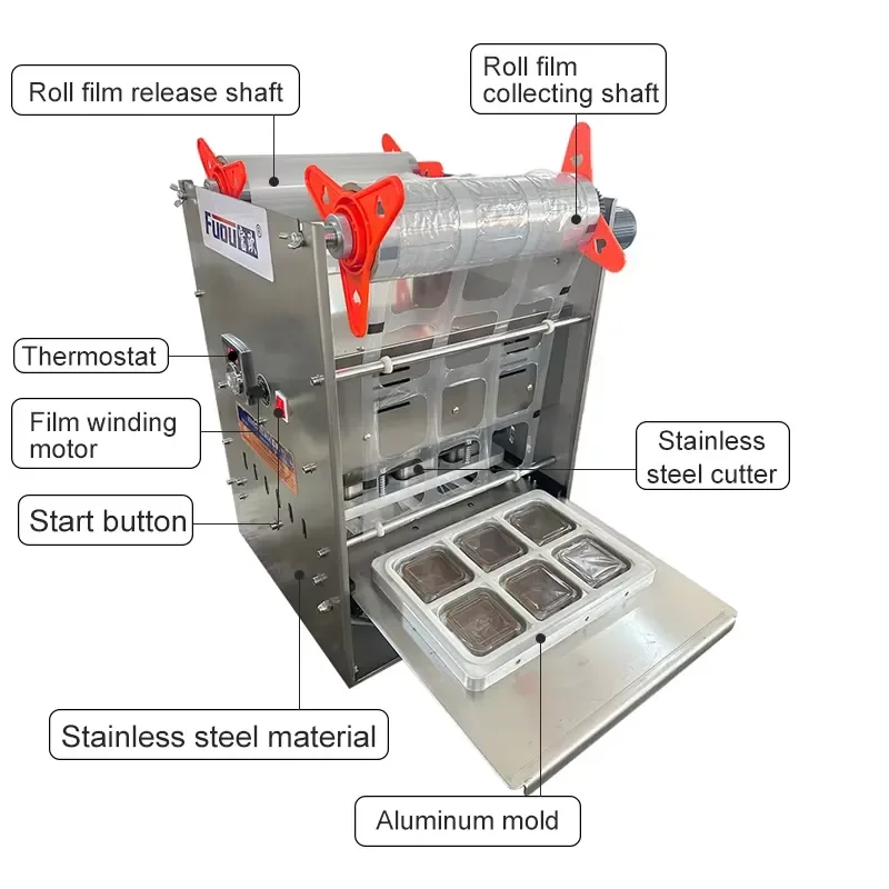 Cake Dessert Sealing Machine PP PET Foil Heating Sealer Egg Yolk Puff Mooncake Automatic Packaging Machine for Food Pastry