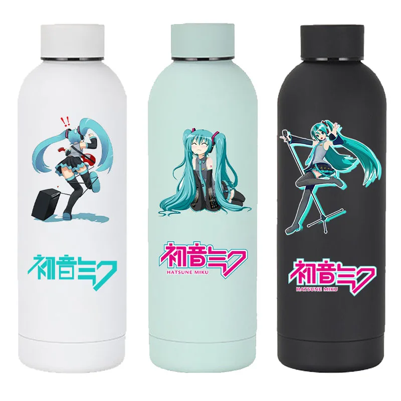 Cartoon two-dimensional animation peripheral Hatsune Miku water cup large capacity outdoor portable frosted small water bottle