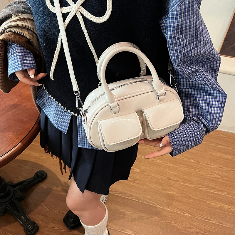 LEFTSIDE Small PU Leather Double Pockets Crossbody Bags for Women 2024 Y2K New Luxury Shoulder Bag Females Handbags and Purses