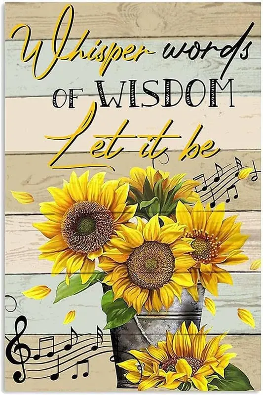 Estiyond Vintage Tin Sign Whisper Words Of Let It Be Sunflower Retro Wall Decor For Home Cafes Office Store Pubs Club Sig