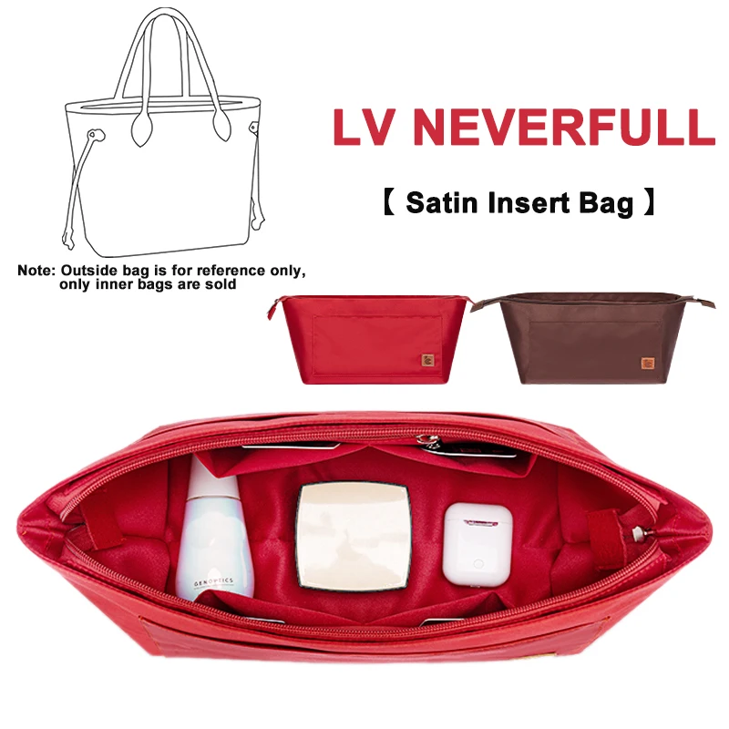 EverToner Multi-Pocket Travel Insert Nylon Organizer Bag for LV-Neverfull PM Inner Purse Handbag Portable Cosmetic Storage Bag