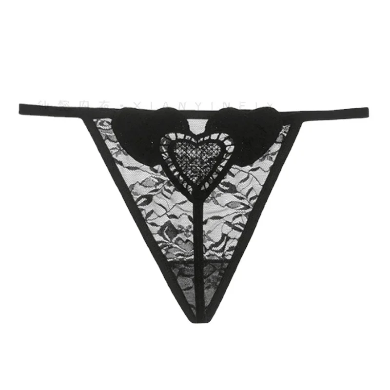 Transparent Lace Sexy Panties Ultra Thin G String Thong Women Underwear Panties Embroidered Heart Female T Back Pants Lingerie