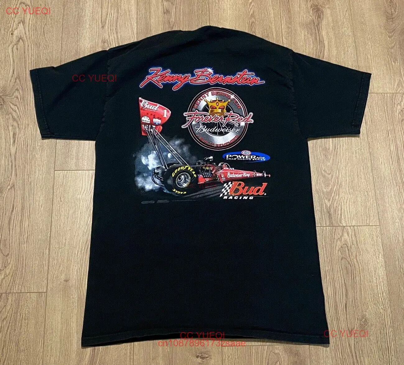 Vintage 2002 Kenny Bernstein Bud Racing Black T-Shirt Size Large Budweiser 00s