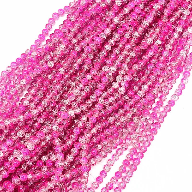 4mm 6mm 8mm Round Colour Glass Crackle Beads Loose Spacer Beads for Jewelry Making Diy Handmade Bracelets Accessories