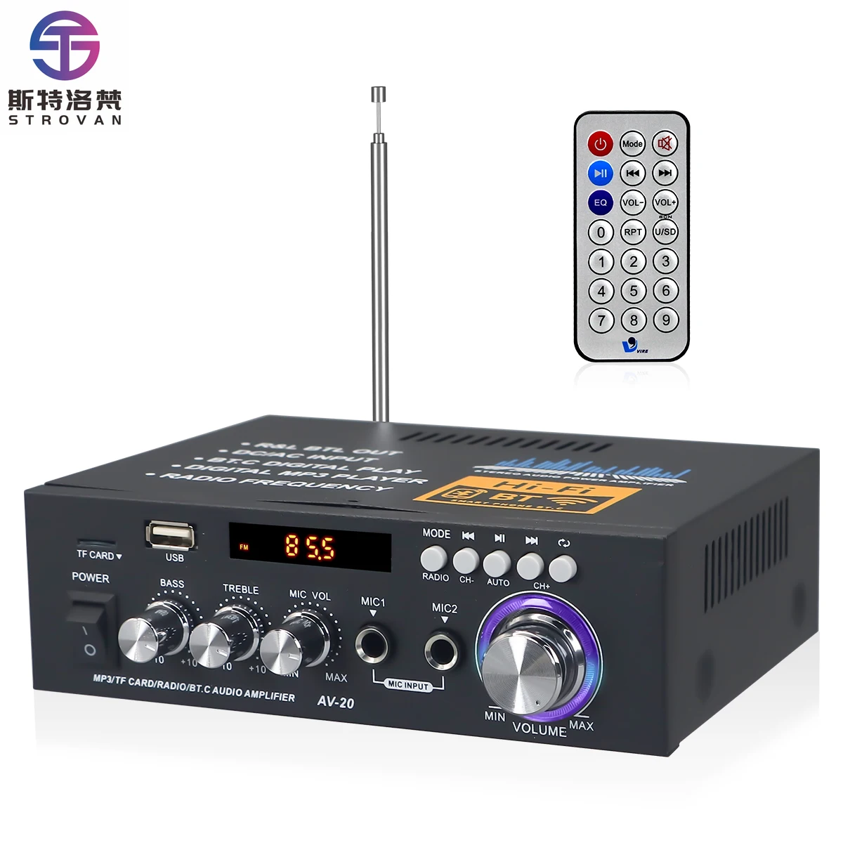 HI-FI Bluetooth Audio Mini Car Amp Dual Channel Mic Input Home Karaoke Stereo Professional Audio Amplifier