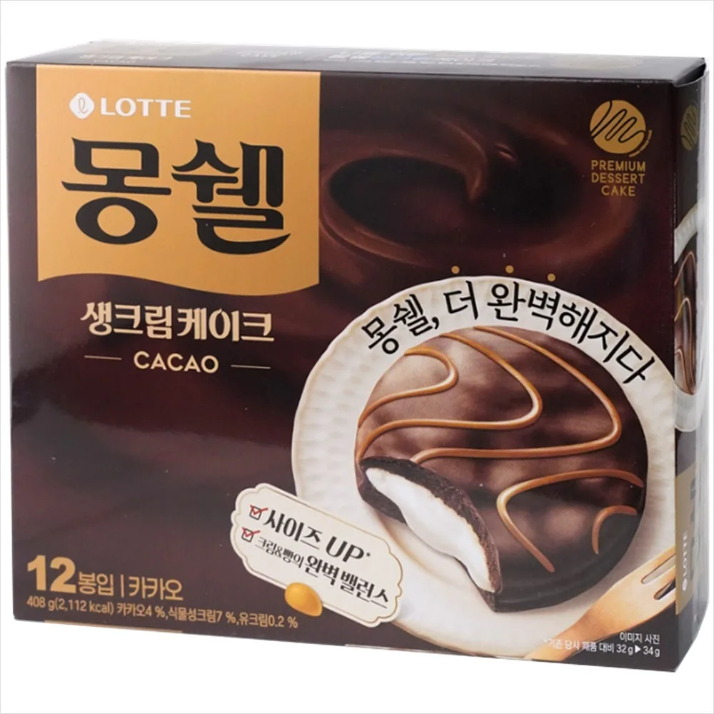 Lotte Confectionery Mont Choux Fresh Cream Cake Kakao 408g (Rohmes Haltbarkeit X heute versendet)