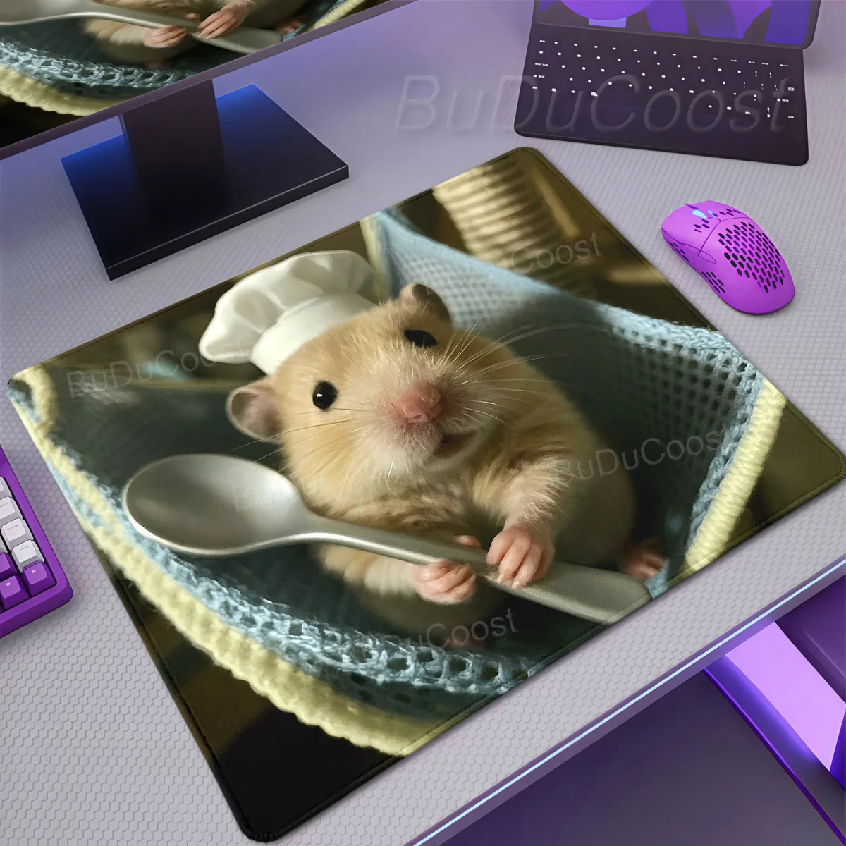 Cute Hamster Cook Mouse Pad Small Gaming Laptops Rubber Mousepad Gamer Carpet Keyboard Mat Desk Protector Cute Animal Mause Pads