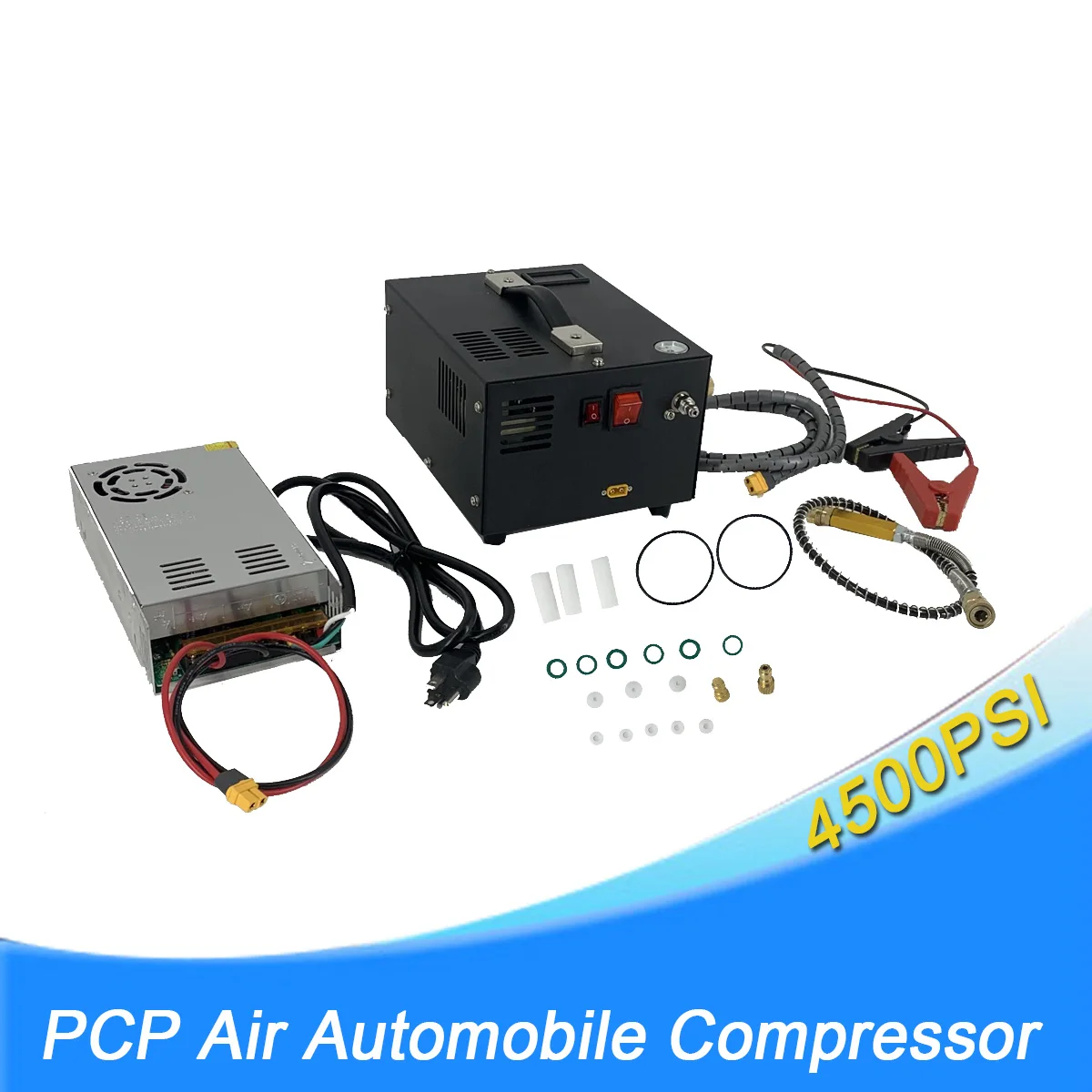 4500PSI 30Mpa PCP ضاغط الهواء المحمولة AC110V / DC12V مضخة ضغط مضخة سيارة مع محول نافخة الغوص الإطارات