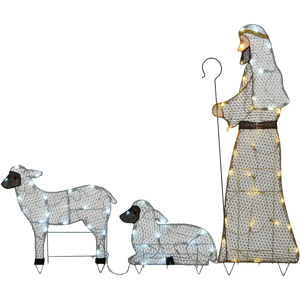 

Plug-In Outdoor Shepherd and Sheep Set with White LED Lights for Christmas Decor