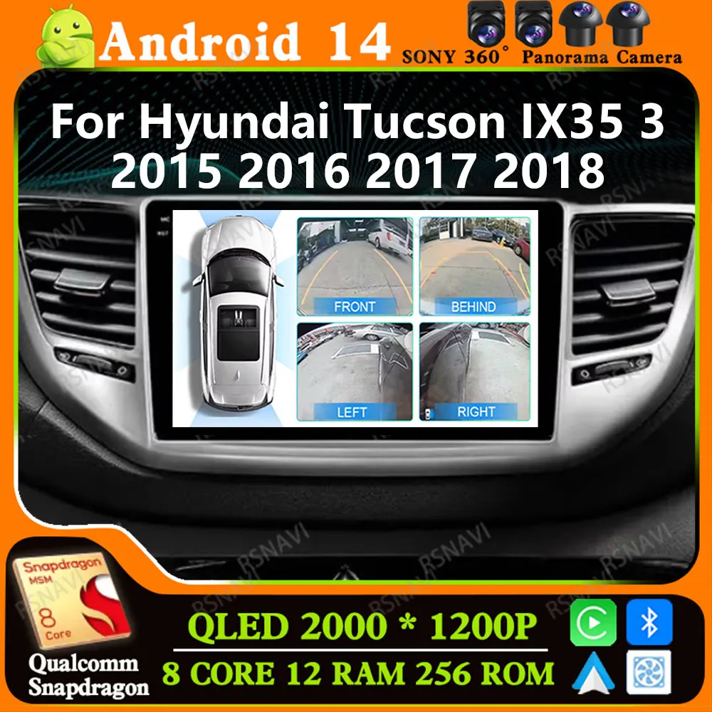 Andoird 14 Car Radio For Hyundai Tucson IX35 3 2015 2016 2017 2018 GPS DVD DSP Navigation Wireless Carplay Auto 5G WIFI 4G LTE