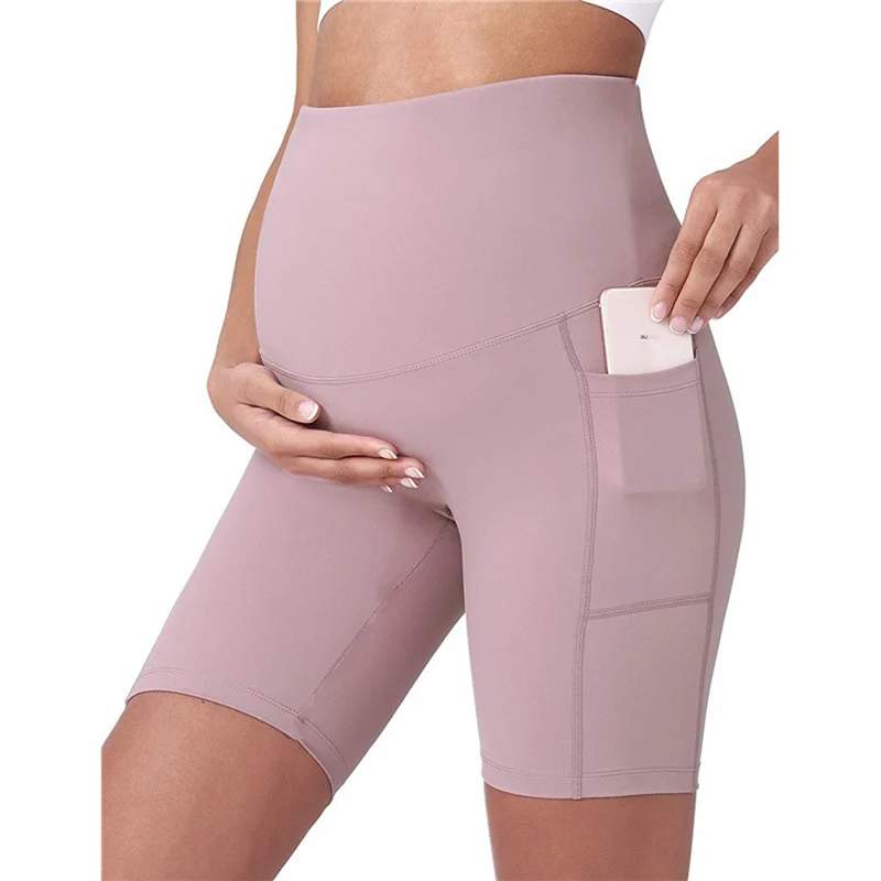 Mini Yoga Fitness Esercizio Pantaloni da donna incinte Vita alta Coltiva solo Pantaloni da donna incinte Supporto per lo stomaco Lusso