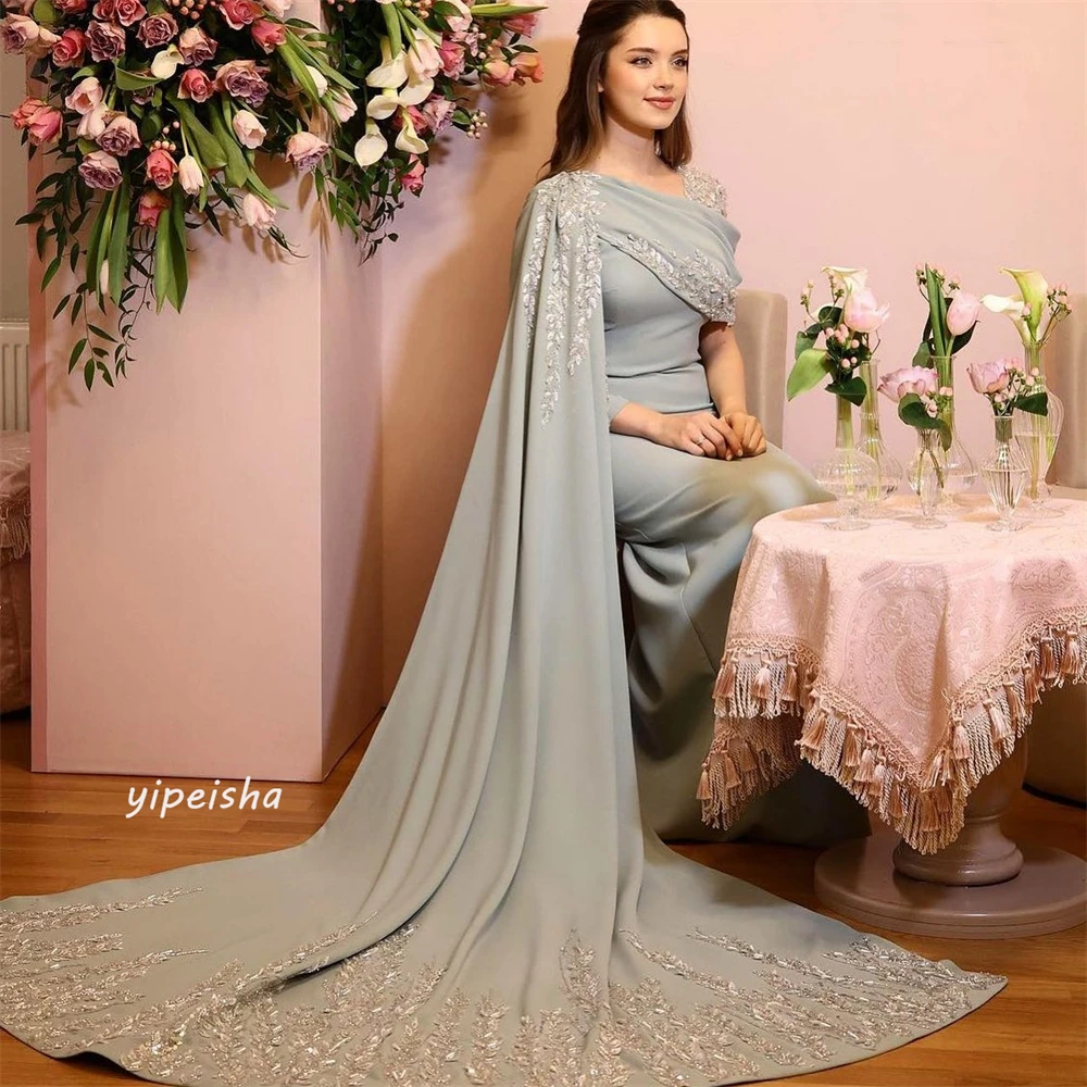  Evening  Sexy Casual  Jersey Beading Draped Pleat Homecoming A-line V-Neck Bespoke Occasion Gown Long Dresses