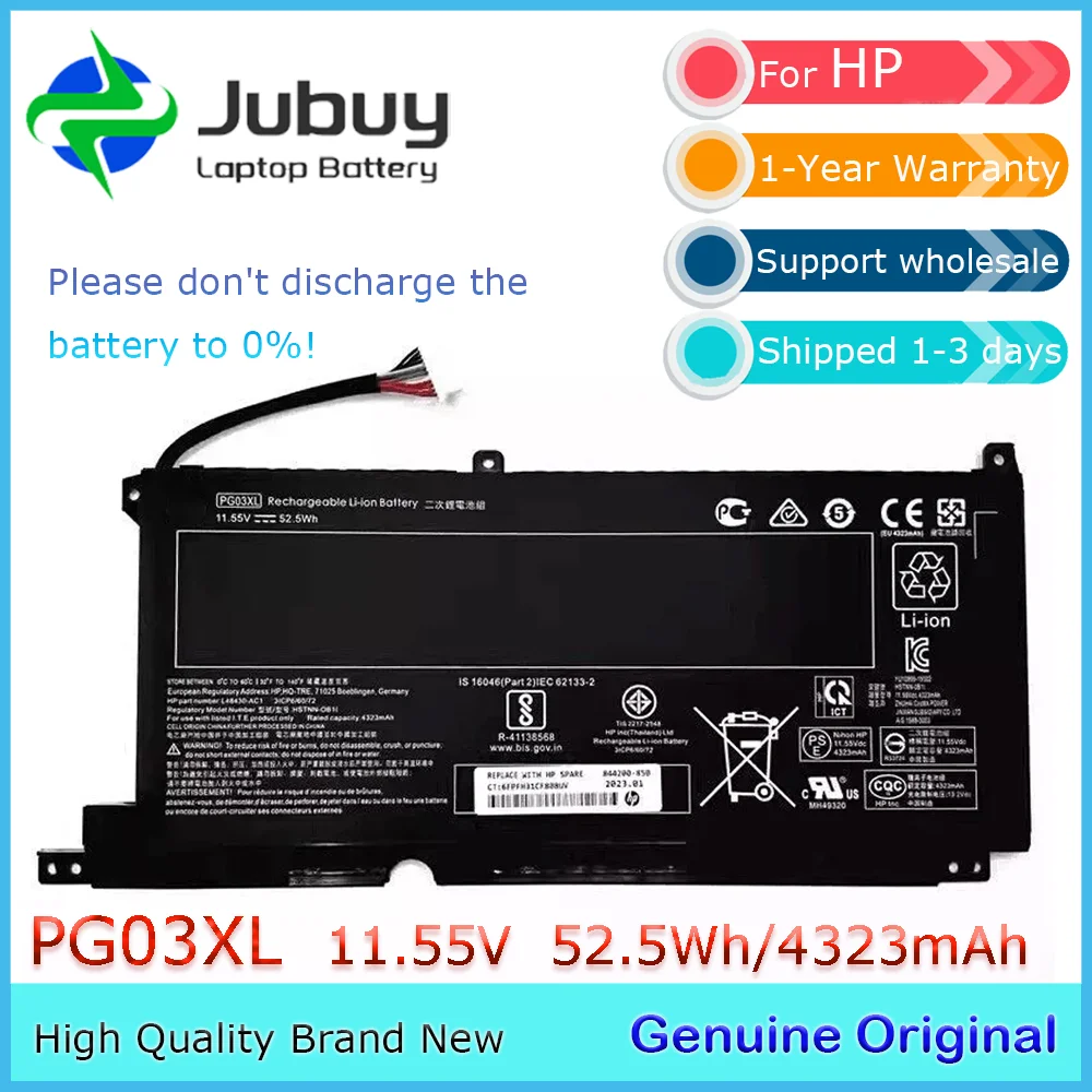 PG03XL 11.55V 52.5Wh Original Laptop Battery for HP Pavillion Gaming Pavilion Gaming 15-dk0021TX 15-ec0056 16-a0004TX Series