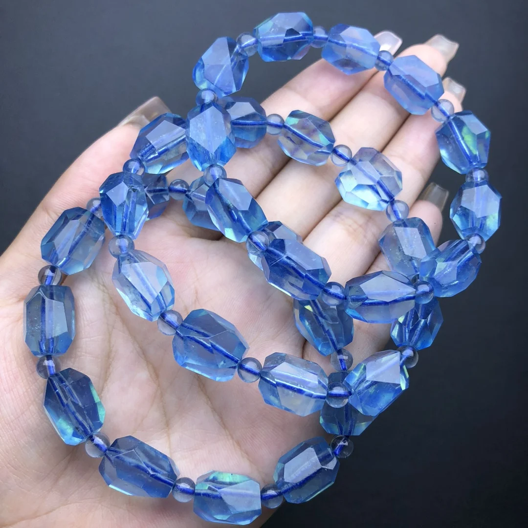 Natural Freeform Blue Crystal Bracelet Healing Visuddhi Chakra Stress Relief Reiki Yoga Energy Gift 1PCS